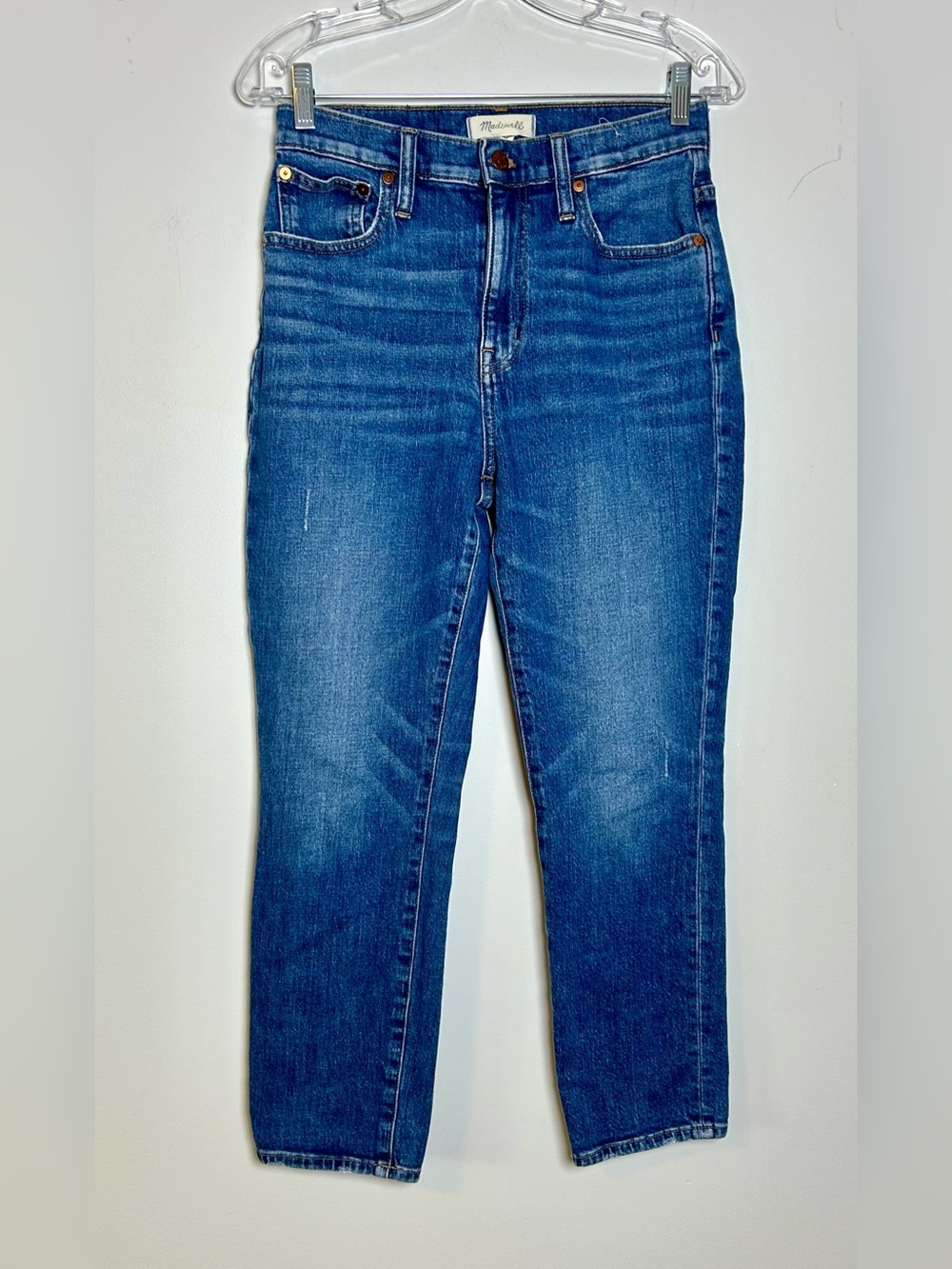 Madewell high rise slim crop boyjean size 26 medium wash straight leg
